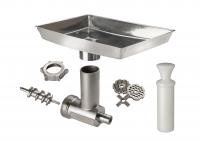 Batteur professionnel compact VARIMIXER TEDDY avec cuve inox de 5 litres et accessoires en acier inoxydable.
